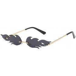 Oversized Vintage Style Oval Sunglasses Slim Rimless Geometric Retro Mirror Sun Glasses Women Unisex Eyeglasses - A - CC194GY...