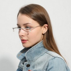 Round Fashion Eyeglasses Lensless Pendant Glasses silver - CN198ZAZHHI $34.77