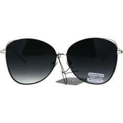 Butterfly Womens Flat Panel Large Oversize Metal Rim Butterfly Diva Sunglasses - Silver Smoke - CJ1828349EM $11.11