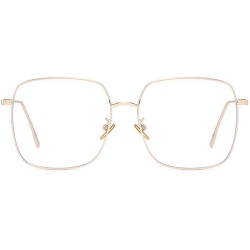 Square Retro Oversized Sunglasses for Women Square Metal Frame Non Polarized Lenses - C1 Rose Gold(blue Light Blocking) - C11...