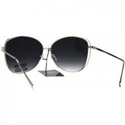 Butterfly Womens Flat Panel Large Oversize Metal Rim Butterfly Diva Sunglasses - Silver Smoke - CJ1828349EM $11.11