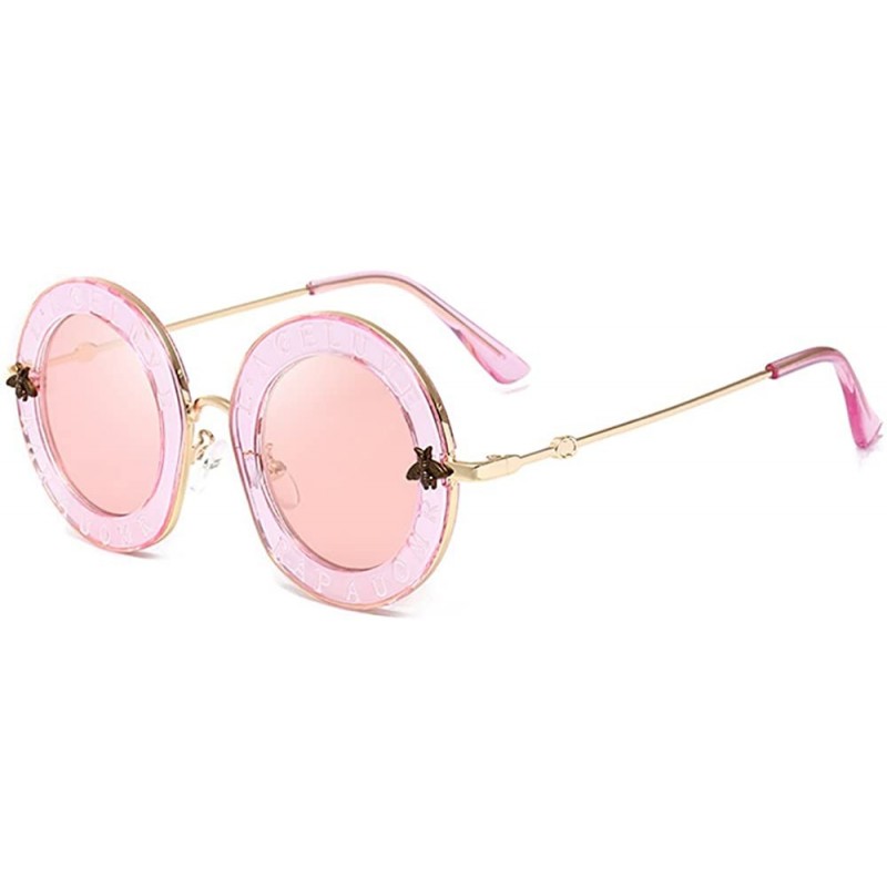 Round Round Sunglasses for Women Men bee Sunglasses Chic Style Unisex Glasses - Pink - CY182XKH4WR $10.27