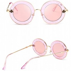 Round Round Sunglasses for Women Men bee Sunglasses Chic Style Unisex Glasses - Pink - CY182XKH4WR $10.27