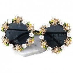 Round Gorgeous Sunglasses Crystal Diamond Handmade - Black - C418TC6OE7D $29.72