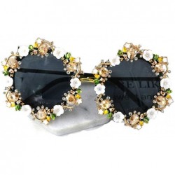 Round Gorgeous Sunglasses Crystal Diamond Handmade - Black - C418TC6OE7D $17.67