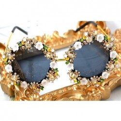 Round Gorgeous Sunglasses Crystal Diamond Handmade - Black - C418TC6OE7D $17.67