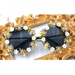 Round Gorgeous Sunglasses Crystal Diamond Handmade - Black - C418TC6OE7D $17.67