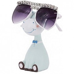 Round Vintage Cat Eye Diamond Crystal Sunglasses for Women Oversized Plastic Frame - White Box - CR196SEAREN $16.23