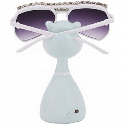 Round Vintage Cat Eye Diamond Crystal Sunglasses for Women Oversized Plastic Frame - White Box - CR196SEAREN $16.23