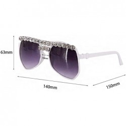 Round Vintage Cat Eye Diamond Crystal Sunglasses for Women Oversized Plastic Frame - White Box - CR196SEAREN $16.23