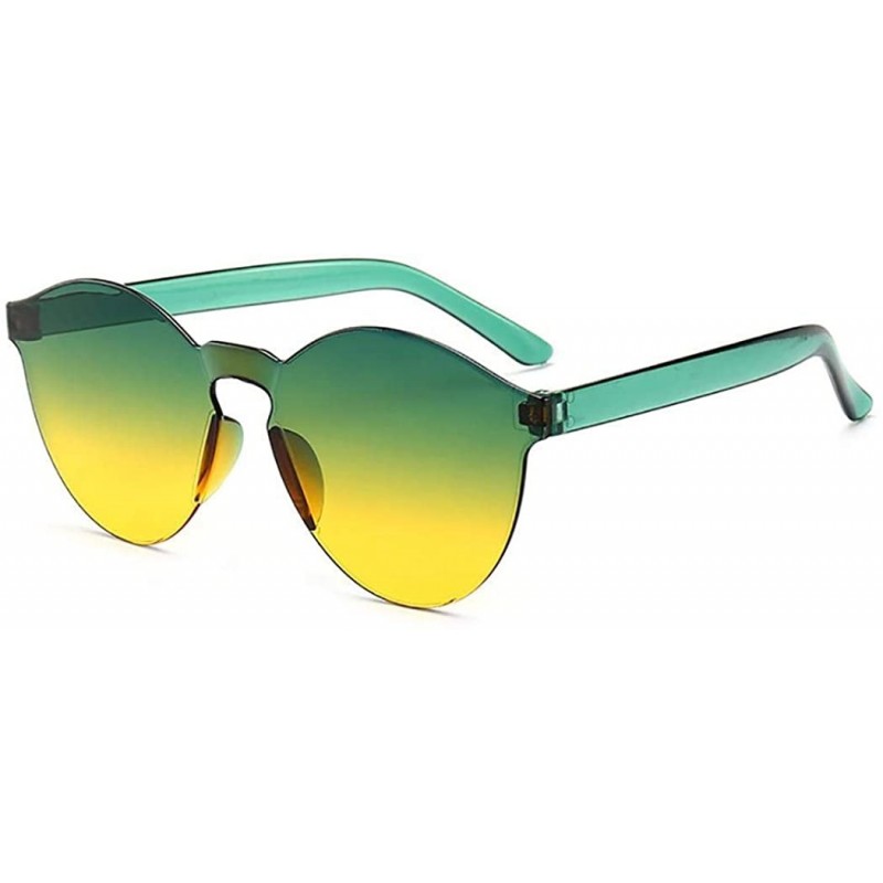 Round Unisex Fashion Candy Colors Round Outdoor Sunglasses Sunglasses - Green Yellow - CC199L434A8 $15.28