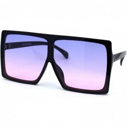Shield Funky Squared Oversize Rectangular Flat Top Mob Sunglasses - Black Purple Pink - C618AH8SX0T $11.71