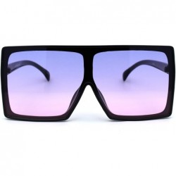 Shield Funky Squared Oversize Rectangular Flat Top Mob Sunglasses - Black Purple Pink - C618AH8SX0T $11.71