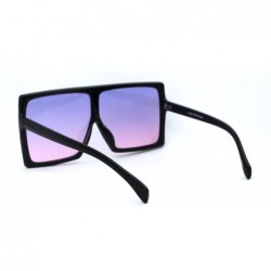 Shield Funky Squared Oversize Rectangular Flat Top Mob Sunglasses - Black Purple Pink - C618AH8SX0T $11.71