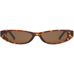 Oval Vintage Small Sunglasses Fashion Narrow Oval Frame eyewea for neutral - Leopard - CL18DTGXAMY $18.90