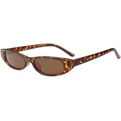 Oval Vintage Small Sunglasses Fashion Narrow Oval Frame eyewea for neutral - Leopard - CL18DTGXAMY $10.73