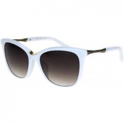 Cat Eye Womens Large Cat Eye Designer Plastic Fashion Luxury Sunglasses - White Brown - C418K0XEEDM $11.90