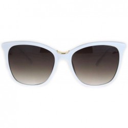 Cat Eye Womens Large Cat Eye Designer Plastic Fashion Luxury Sunglasses - White Brown - C418K0XEEDM $11.90