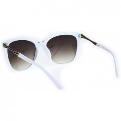 Cat Eye Womens Large Cat Eye Designer Plastic Fashion Luxury Sunglasses - White Brown - C418K0XEEDM $11.90