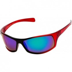 Sport Polarized Wrap Around Sports Sunglasses - Red - Mystic Mirror - CF18D0MSE8D $24.40