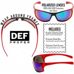 Sport Polarized Wrap Around Sports Sunglasses - Red - Mystic Mirror - CF18D0MSE8D $13.63