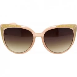 Butterfly Chic Trendy Fashion Sunglasses Womens Butterfly Glitter Frame UV 400 - Peach Gold (Brown) - CN18Z8RNZ8T $20.84