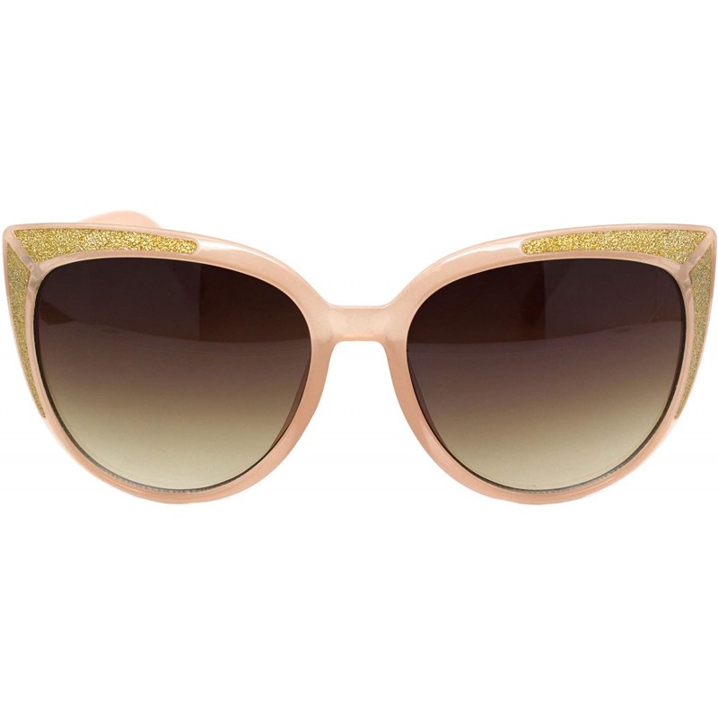 Butterfly Chic Trendy Fashion Sunglasses Womens Butterfly Glitter Frame UV 400 - Peach Gold (Brown) - CN18Z8RNZ8T $13.13