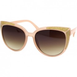 Butterfly Chic Trendy Fashion Sunglasses Womens Butterfly Glitter Frame UV 400 - Peach Gold (Brown) - CN18Z8RNZ8T $13.13