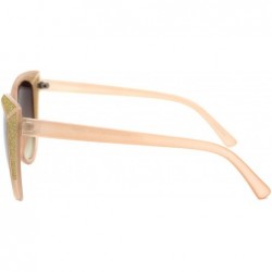 Butterfly Chic Trendy Fashion Sunglasses Womens Butterfly Glitter Frame UV 400 - Peach Gold (Brown) - CN18Z8RNZ8T $13.13