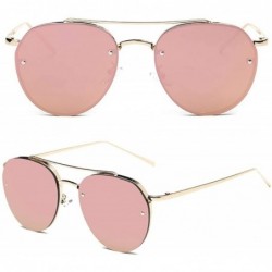 Oval Sunglasses Vintage Oversized Glasses Eyewear - Rose Gold - C418QR6TEU8 $7.81