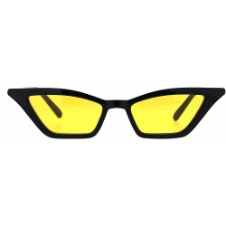 Cat Eye Womens Squared Thin Plastic Minimalist Cat Eye Sunglasses - Black Yellow - CT18IINO8RX $19.44