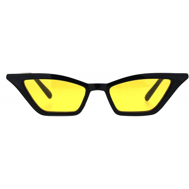 Cat Eye Womens Squared Thin Plastic Minimalist Cat Eye Sunglasses - Black Yellow - CT18IINO8RX $8.04