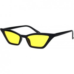 Cat Eye Womens Squared Thin Plastic Minimalist Cat Eye Sunglasses - Black Yellow - CT18IINO8RX $8.04
