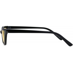 Cat Eye Womens Squared Thin Plastic Minimalist Cat Eye Sunglasses - Black Yellow - CT18IINO8RX $8.04
