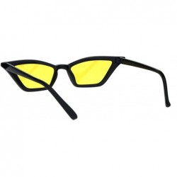 Cat Eye Womens Squared Thin Plastic Minimalist Cat Eye Sunglasses - Black Yellow - CT18IINO8RX $8.04