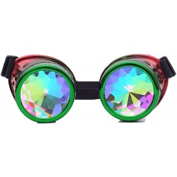 Round Retro Victorian Steampunk Goggles Rainbow Prism Kaleidoscope Glasses - Green Red - CD18SS4K3IE $20.63
