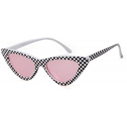 Cat Eye Cat Eye Sunglasses Vintage Mod Style Retro Kurt Cobain Sunglasses - Checkered&pink - CA1926UUZCQ $18.27