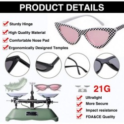 Cat Eye Cat Eye Sunglasses Vintage Mod Style Retro Kurt Cobain Sunglasses - Checkered&pink - CA1926UUZCQ $9.50