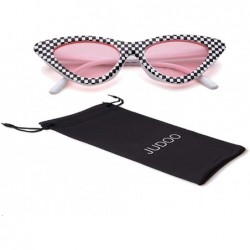 Cat Eye Cat Eye Sunglasses Vintage Mod Style Retro Kurt Cobain Sunglasses - Checkered&pink - CA1926UUZCQ $9.50