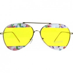 Aviator Womens Flower Crop Blind Pilots Metal Rim Fashion Sunglasses - Yellow - C61885DINN9 $26.90