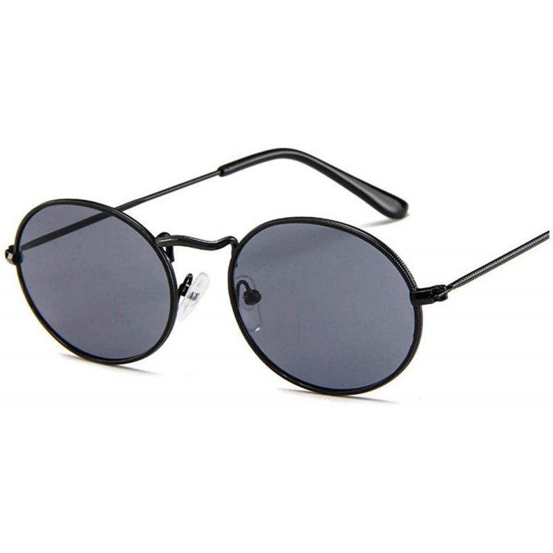 Oval 2020 Oval Women Sunglasses Men Glasses Lady Luxury Retro Metal Sun Vintage Mirror UV400 Oculos De Sol - Black - CD199CSO...