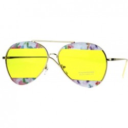 Aviator Womens Flower Crop Blind Pilots Metal Rim Fashion Sunglasses - Yellow - C61885DINN9 $9.72