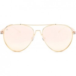 Oversized ICON Collection "The G.O.A.T" Polarized Aviator Sunglasses - Champagne Gold/Rose Gold Mirror - CL18687RXIO $46.20