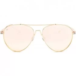 Oversized ICON Collection "The G.O.A.T" Polarized Aviator Sunglasses - Champagne Gold/Rose Gold Mirror - CL18687RXIO $18.24