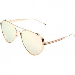 Oversized ICON Collection "The G.O.A.T" Polarized Aviator Sunglasses - Champagne Gold/Rose Gold Mirror - CL18687RXIO $18.24