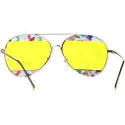 Aviator Womens Flower Crop Blind Pilots Metal Rim Fashion Sunglasses - Yellow - C61885DINN9 $9.72
