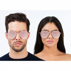 Oversized ICON Collection "The G.O.A.T" Polarized Aviator Sunglasses - Champagne Gold/Rose Gold Mirror - CL18687RXIO $18.24