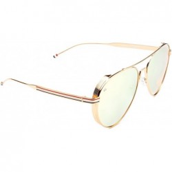 Oversized ICON Collection "The G.O.A.T" Polarized Aviator Sunglasses - Champagne Gold/Rose Gold Mirror - CL18687RXIO $18.24
