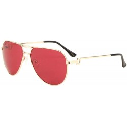 Round Round Lens Three Line Top Bar Sectioned Temple Aviator Sunglasses - Red - CK197S9Q40H $12.52