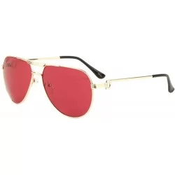 Round Round Lens Three Line Top Bar Sectioned Temple Aviator Sunglasses - Red - CK197S9Q40H $27.18